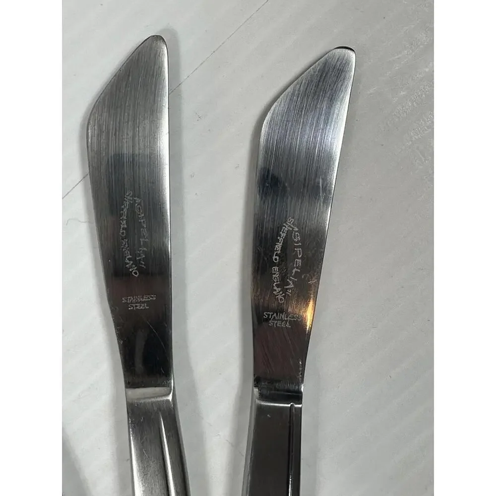 8pc Vintage Sipelia Malta Stainless Steel Dessert Knife Sheffield‎ England MCM